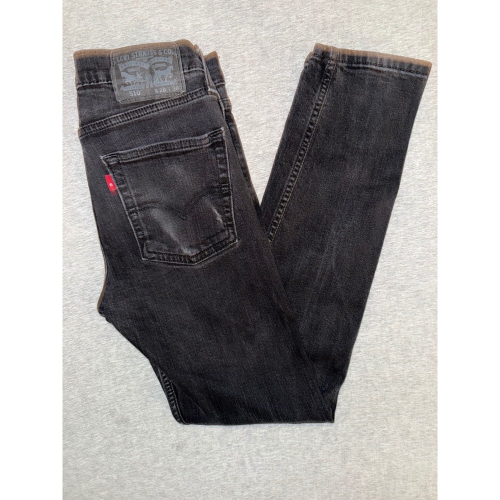 Levis 510 Mens Womens Black Ultimate Skinny Jeans Size 28x30 Soft Broken In
